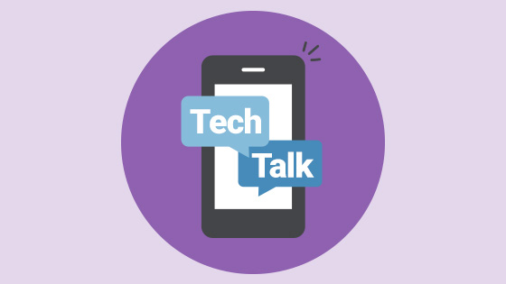 cell phone illustrations with text that reads tech talk 