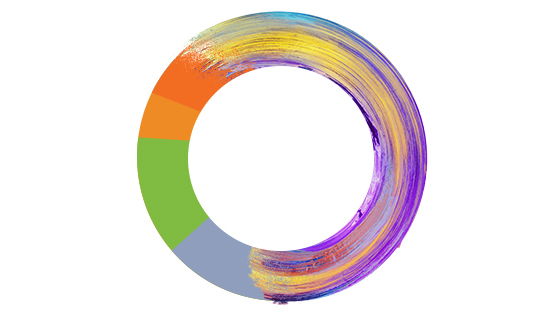 a ring of colors with paint smeared around three quarters of the ring