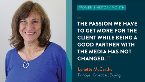 headshot of Lynette McCarthy with a quote that reads The passion we have to get more for the client while being a good partner with the media has not changed